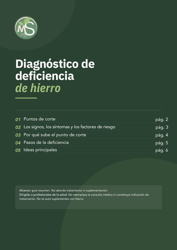 Portada del resumen «Diagnóstico de deficiencia de hierro» de Maia Soldano.
